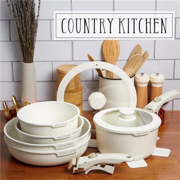13 Pcs Pots & Pans Set - Nonstick Kitchen Cookware with...